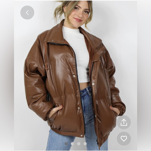 Grey Bandit Jackets & Blazers - Sleek brown puffer jacket